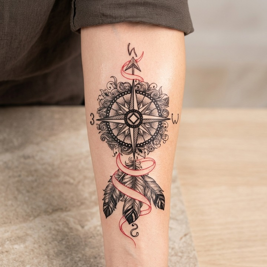 Tattoo-Aufkleber Kompasspfeil