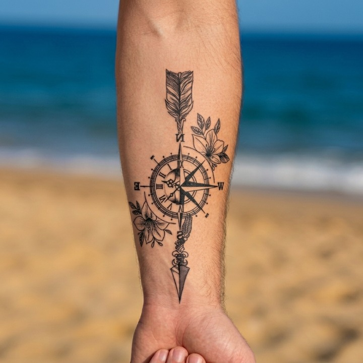 Tattoo-Aufkleber Kompass